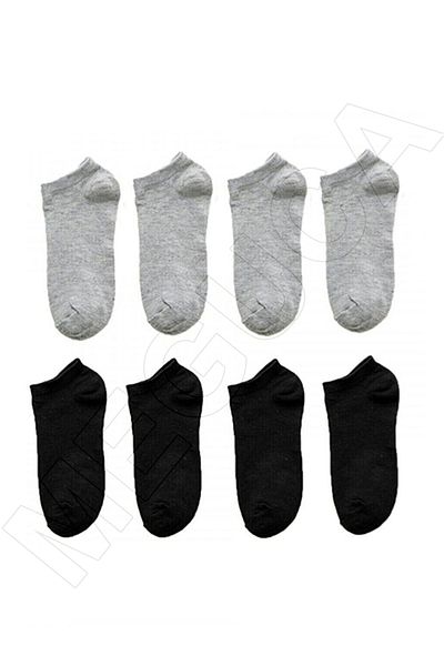 Meguca Socks Унисекс памучни спортни обувки Чорапи черни и сиви 8 чифта
