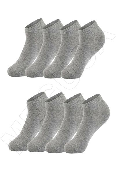 Meguca Socks Сиви памучни чорапи с обувки с дължина до глезена 8 чифта Икономичен пакет
