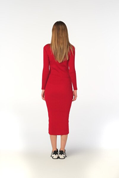 GUUZİA Piros Corduroy Bodycon kötött ruha újév újév karácsony