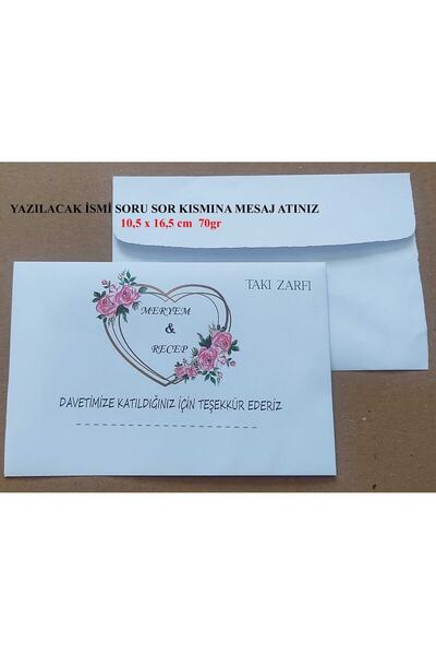 ART HEDİYE 60 de bucăți personalizat pentru numele tău nuntă logodna henna bani bijuterii plic 10,5 X 16,5 cm Tsım