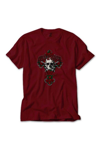 Z zepplin Κόκκινο T-shirt Guns N Rosses Skull