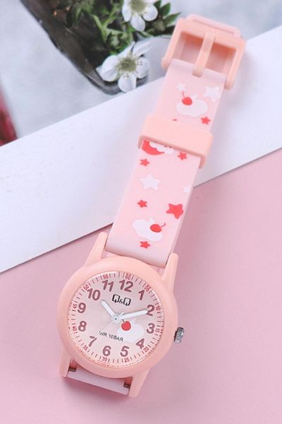 Q&Q W22A-100VY Pink Color 10 ATM Waterproof Girls' Wristwatch