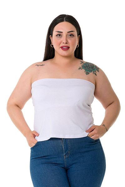 DISENTIS MODEST Plus Size Strapless Viscose White Body