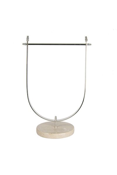 mar&more Beige Marble Hand Towel Holder - Silver Color