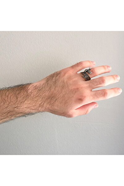 FerizZ Sword Detailed Stoned 316l Steel Men's Ring Çey-101