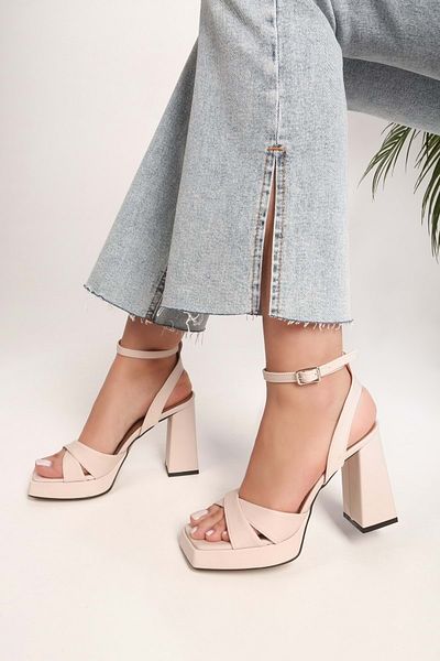 Shoeberry Dámské boty Alisa Ten Satin Platform na podpatku