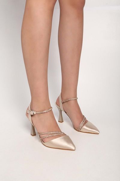 Shoeberry Damen-Schuhe Madeliyn Ten Satin Stone mit Absatz