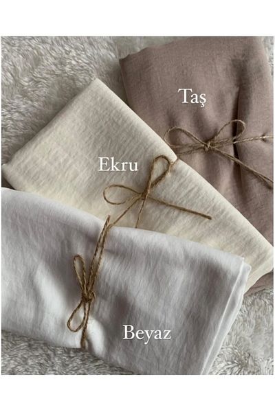 feronis Hijab Women's Cotton Jazz Shawl Model Set of 3 _ White - Ecru - Stone