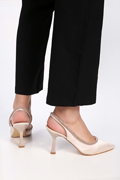 Shoeberry Dámské boty Rowen Skin Satin Stone na podpatku Stiletto