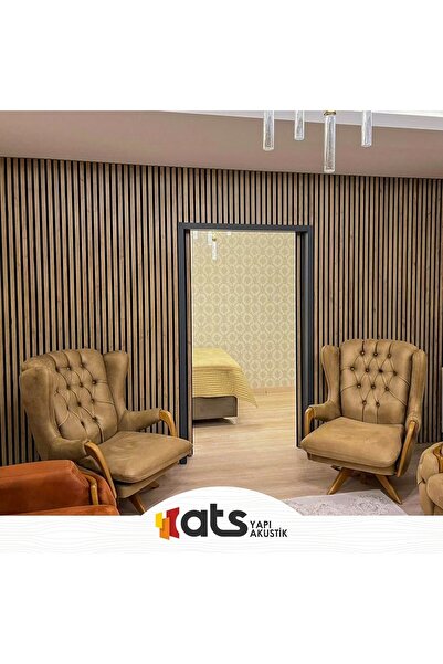 ATS YAPI AKUSTİK 12 Adet Kendinden Yapışkanlı Ahşap Çıta 120 Cm - Renk : Sava...