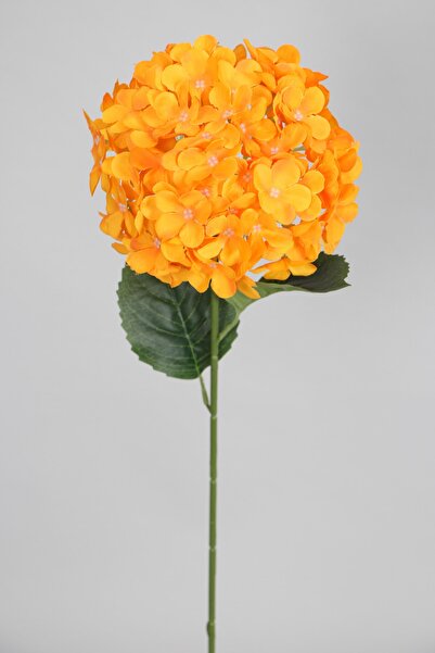 Yapay Çiçek Deposu Yapay Koca Kafa Ortanca Dalı 60 cm Turuncu