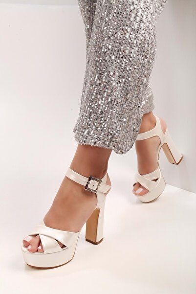 Shoeberry Kadın Pier Sedef Cilt Platform Topuklu Ayakkabı