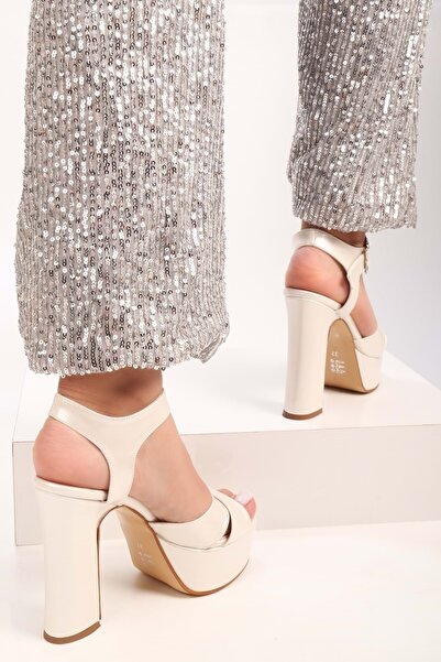 Shoeberry Kadın Pier Sedef Cilt Platform Topuklu Ayakkabı