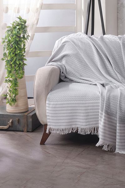 Lux Touch Husa scaun Olympos din bumbac gri - 180 x 200 cm Canapea Canapea Pat Divan Fotoliu