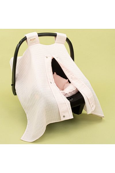 Yunikobaby غطاء ووسادة لعربة الأطفال من الموسلين بطبقة واحدة - من الموسلين باللون الوردي الفاتح