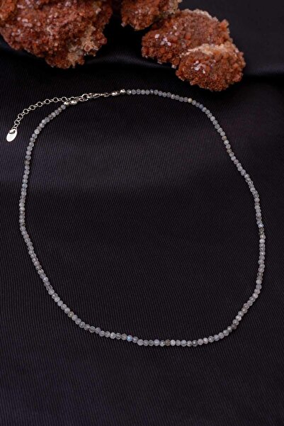 Dünya Doğal Taş Labradorit Taşı Kolye ( 925 Ayar Gümüş Aparatlı )