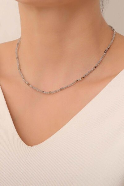 Dünya Doğal Taş Labradorit Taşı Kolye ( 925 Ayar Gümüş Aparatlı )