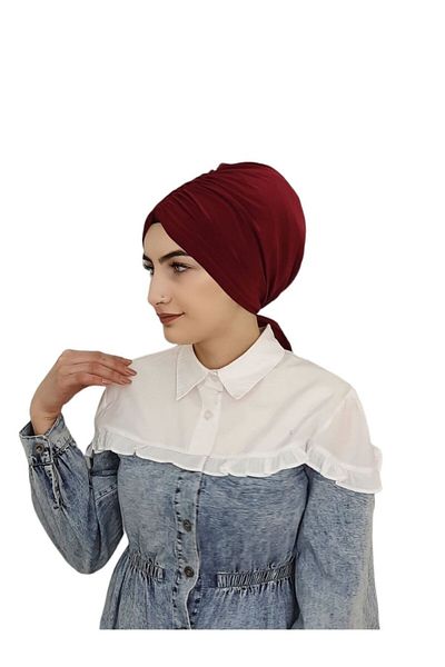 erasra class Swimsuit and Hijab Swimsuit Top Compatible Hijab Back Tie Bone Burgundy
