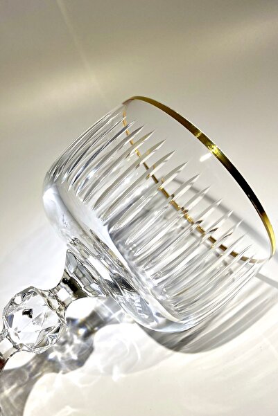 Bohemia Collection Sterna Altın 6'lı Dondurmalık Kasesi / Şampanya Kadehi Seti 200cc Çizgi Model