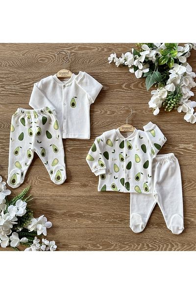 PATSAN Organic Cotton 4-Piece Baby Bottom and Top Set Avocado