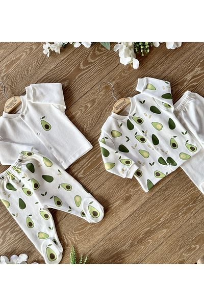 PATSAN Organic Cotton 4-Piece Baby Bottom and Top Set Avocado