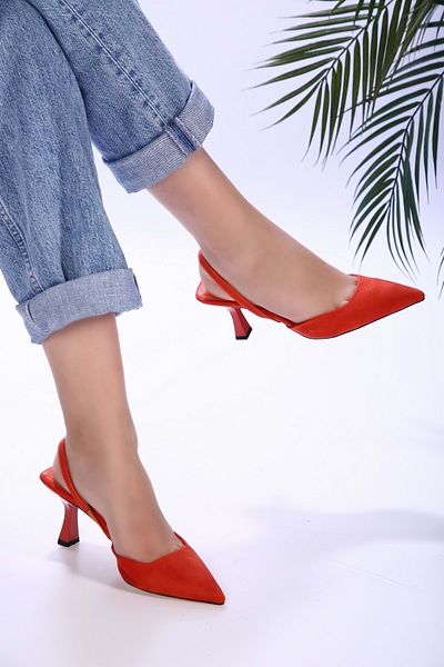 Shoeberry Dámské semišové boty Gizzy Orange na podpatku