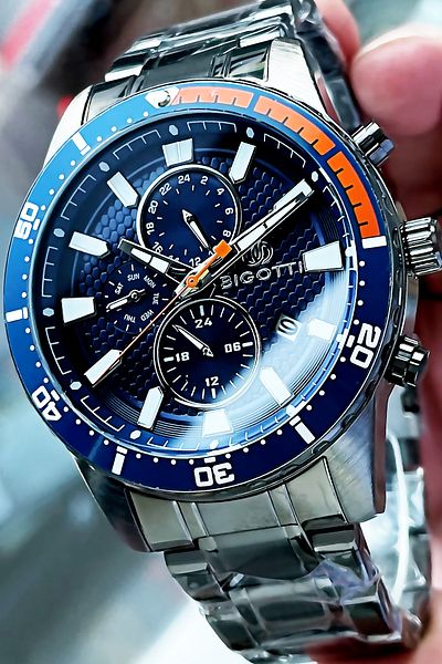Bigotti Complete Steel Men's Wristwatch 5 Atm Waterproof Silver Color + Bracelet Bme2001c1