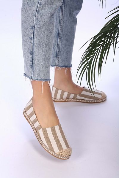 Shoeberry Damen-Espadrille „Lurica“ aus weiß-braunem Leinen