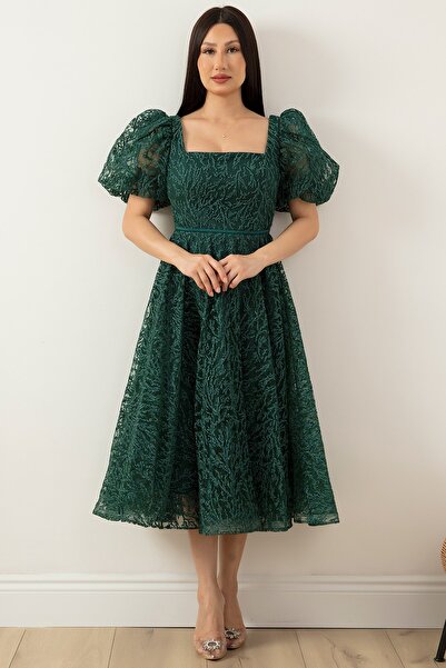 PULLIMM Φόρεμα από τούλι με τετράγωνο γιακά 1491