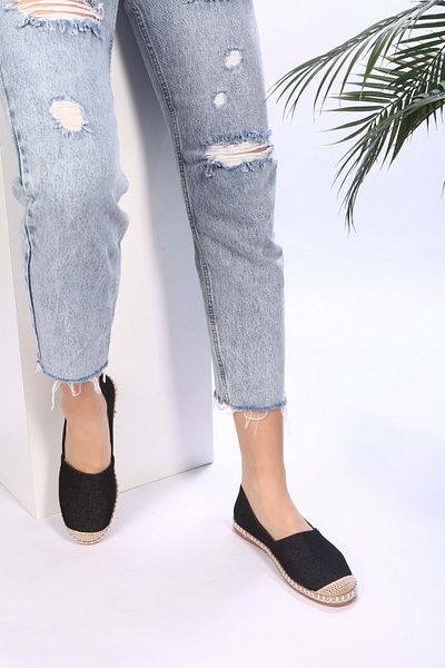 Shoeberry Women's Lurica Black Linen Espadrille
