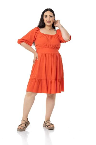 DISENTIS MODEST Коротке плаття з декольте на спині великого розміру кораловог...