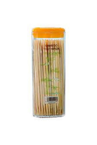 PeriStore Toothpick with Box 50 Pcs natural bamboo toothpicks, portable disposable, Camping utensil - Yellow