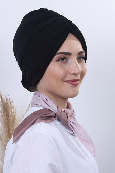 Nowa Scarf Reversible Rose Knot Bonnet Black
