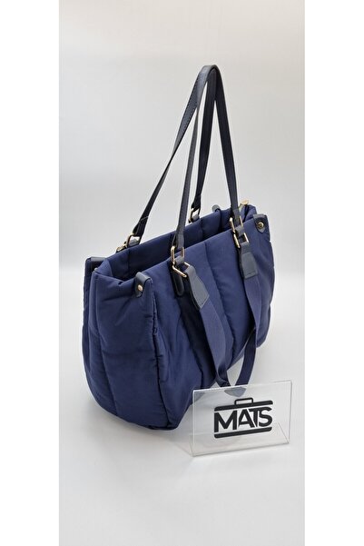 MATS ÇANTA Mats Puf Kumaş Çift Askılı El Ve Omuz Çantası Lacivert