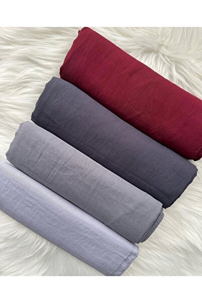 feronis Тесетур Жіночий Бавовняний Шаль Модель 4-х Комплект _ Бордовий - Антр...