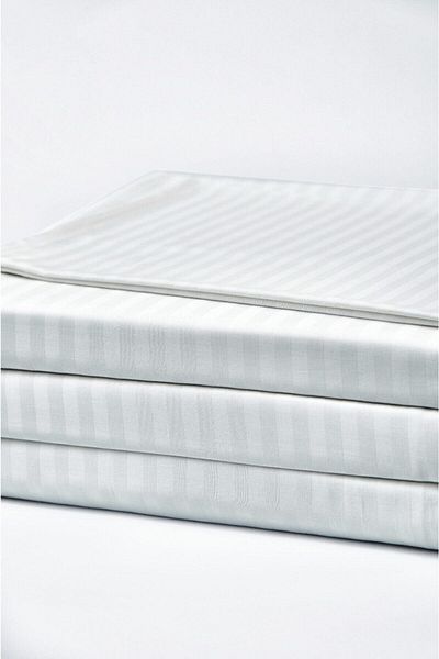 Otello Striped Satin Elastic Fitted Bed Sheet Single 84 Wire 100x200x22 cm