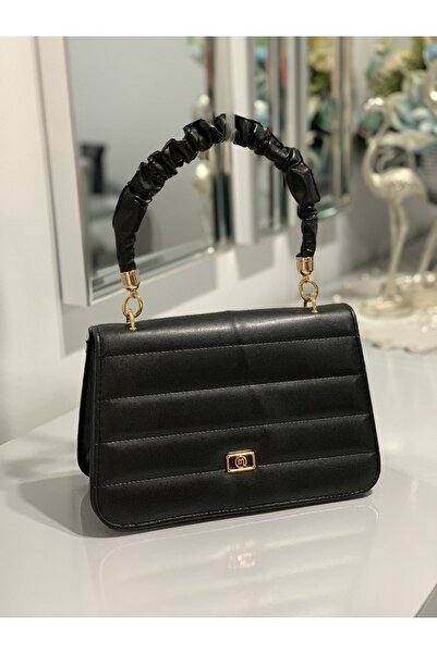 Women's Black Faux Leather Embroidery Handbag/Shoulder Bag