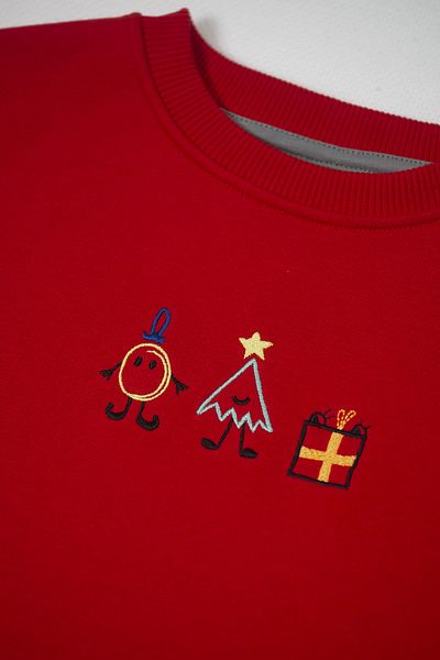 BEETLEBEEZ Children's Christmas Themed Unisex Red Sweatshirt