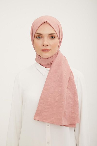 Armine Stripe Pattern Cotton Textured Jazz Shawl Dusty Rose