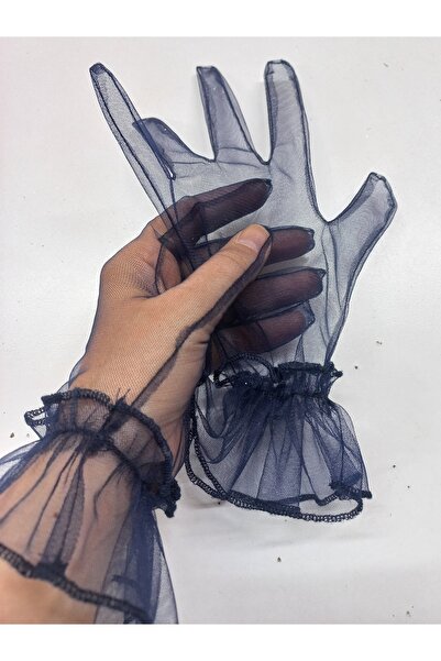 es moda shop Bella abiye gelin eldiveni kısa lacivert