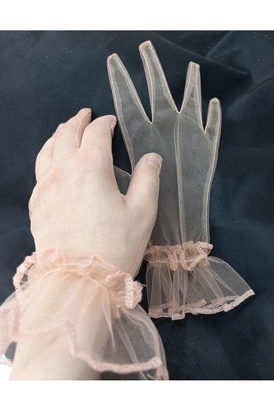 es moda shop Bella evening dress bridal gloves short salmon