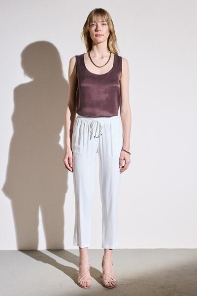 BROOKS BROTHERS Kadın Ekru Cepli Krep Pantolon