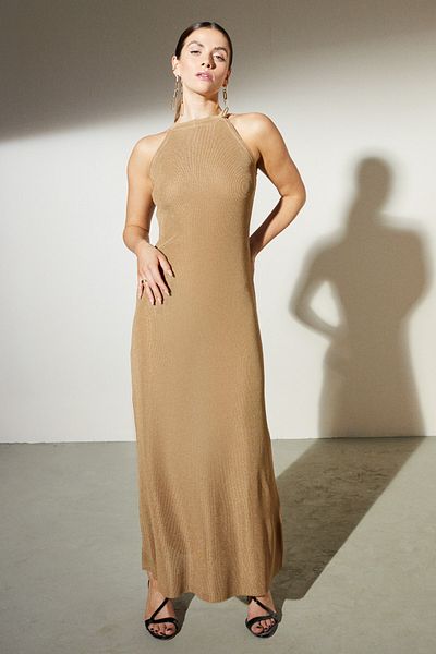BROOKS BROTHERS Ärmelloses Strickkleid mit goldenem Richterkragen für Damen