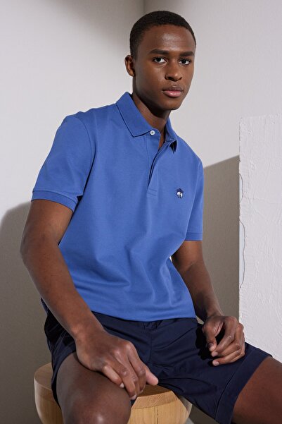 BROOKS BROTHERS ErkekIndigo Likralı Pike Polo Tişört