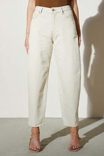 BROOKS BROTHERS Women's Beige High Waist Denim Trousers