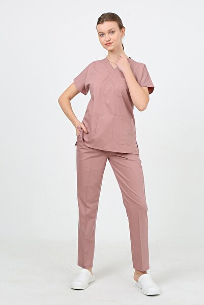 ModaCanel بدلة جراحية من الليكرا الممتازة داستي روز، بدلة جيرسي للممرضات والأ...