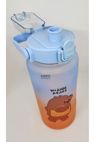 Taros Quokka 800ml Mavi Turuncu Çift Başlıklı Stickerlı Matara