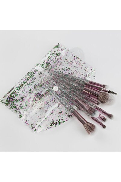 Fontenay مجموعة فرش مكياج احترافية مكونة من 10 قطع بأحجار ملونة لامعة