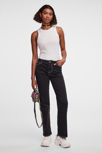 PIECES 17143197 Dżinsy Czarny Denim