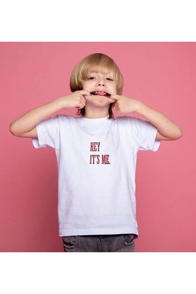 Machetta Tricou alb unisex cu imprimeu Hey I'TS ME pentru copii